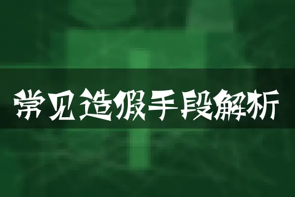 常见造假手段解析